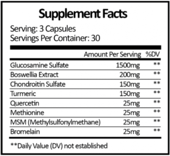 Joint Hero Supplement facts
