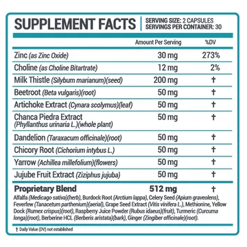 Oweli Liver Detox Supplement Facts
